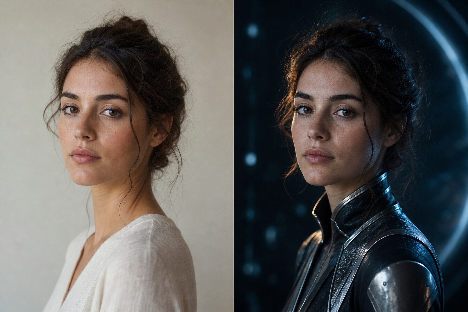 Portrait transformed into a cinematic editorial scene