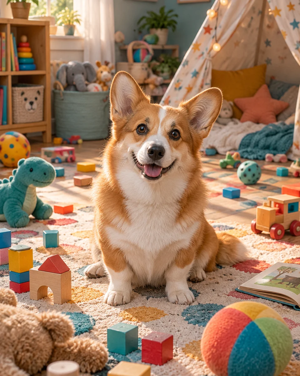 Photo: Coloring page of the corgi alone, centered on a white page