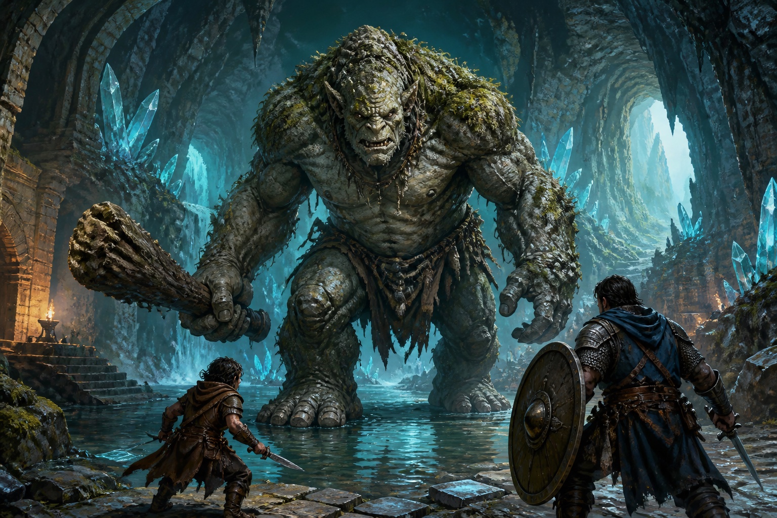 Cave troll encounter made with the AI image generator for DnD