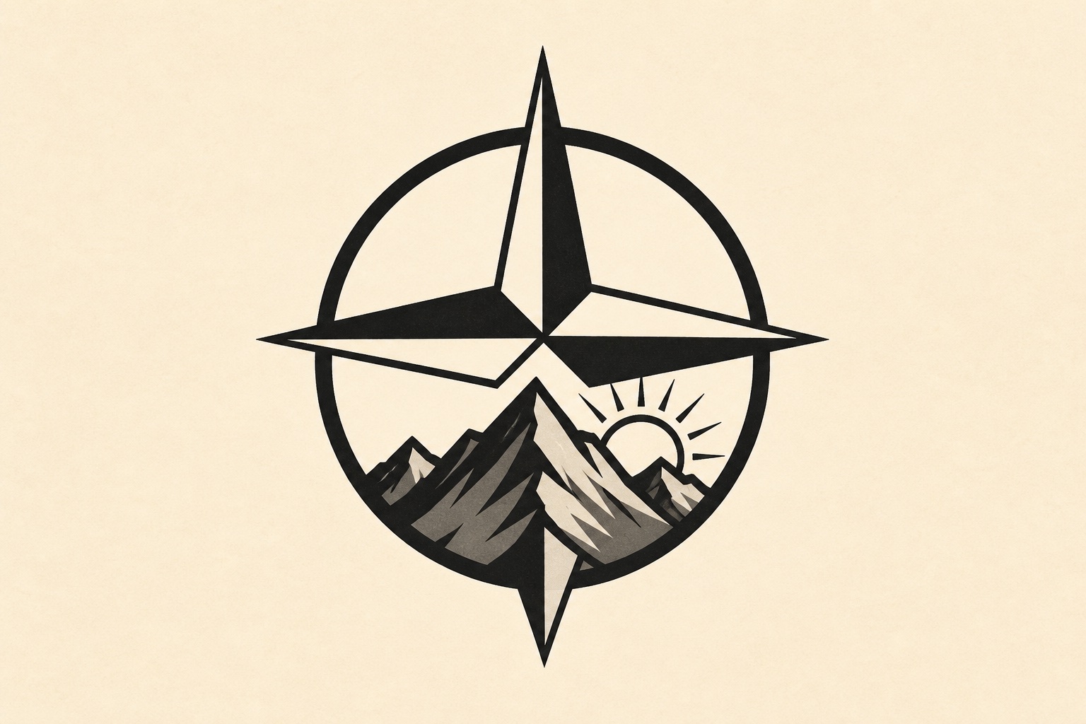 Compass and mountain made with an AI image generator for tattoo designs