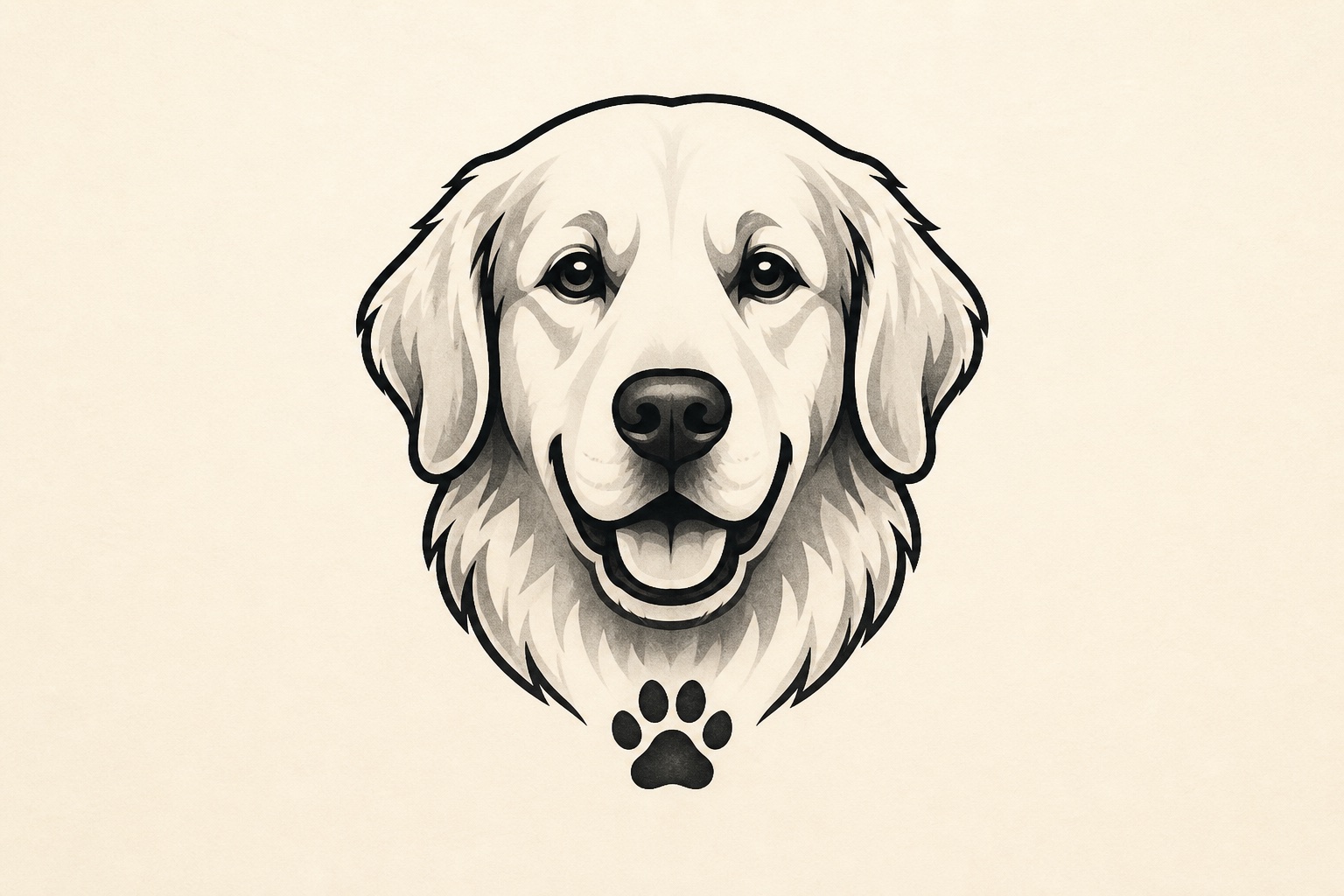 Pet memorial dog portrait made with an AI image generator for tattoo designs